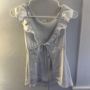 Wilfred Aritzia Ruffle Trim Tie-Front Sleeveless Top Light Blue Size M